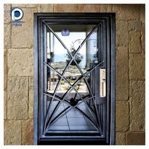 Porte d'entrée moderne simple ou double en fer forgé, design minimaliste en acier et verre sur mesure - Fabricant <span class=keywords><strong>de</strong></span> portes d'entrée contemporaines - Product Image 6