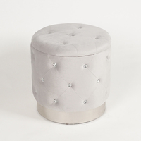 Pouf rond en velours personnalisé pour salon, moderne avec boutons, vente en gros