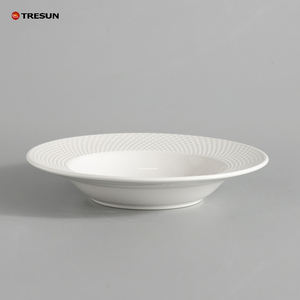 Ensemble de vaisselle en relief en porcelaine blanche moderne et écologique avec motif personnalisable pour hôtel et restaurant Matériau en céramique stocké - Product Image 4