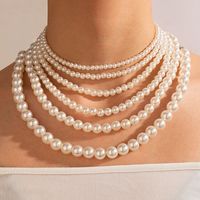 YL Creative Simple Imitation Perle Diamant Collier Femmes Niche Conception Trois Couches Clavicule Lien Vintage Baroque Chevauché