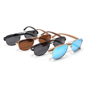 แว่นกันแดดกรอบไม้ไผ่สีทอง2025พร้อมลำแสงคู่นักบินโพลาไรซ์ไม้วัดเพิ่มเฉดสีสวมใส่สบายดีไซน์ใหม่ - Product Image 1