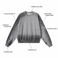 Sweat-shirt à col rond pour homme, style graffiti, 400 g/m², coton pur, effet vintage, coupe ample, streetwear, logo personnalisé, unisexe