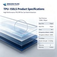 Film de protection de peinture TPU DINGXIN TPU-150LS 7,5 mil, auto-réparant rapide, anti-jaunissement, hydrophobe, film transparent PPF pour carrosserie de voiture