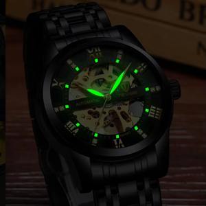 Drioshipping ahueca hacia fuera el reloj de los hombres correa de acero impermeable relojes de pulsera mecánicos reloj automático de moda personalizado - Product Image 4
