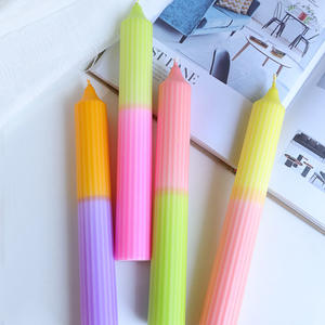 Color Gradual Change Long Pole Luxurious Handmade <b>Coconut</b> Wax Scented <b>Candle</b> Festival Anniversary Vertical Stripe Cone Pole Wax - Product Image 2