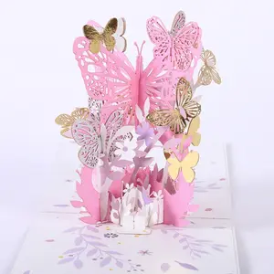 Creative butterfly hollowed-out flower three-dimensional greeting card 3D teacher's Day folding diy holiday greeting card