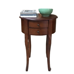 Luxury American Style Wooden Furniture Antique <strong>Tall</strong> Glossy <strong>Side</strong> <strong>Table</strong> with 2 Drawers for Living Room - Product Image 1