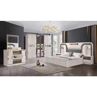 Ensemble de mobilier de chambre à coucher de luxe moderne pour appartement, lit double, chambre principale, cadre en bois pour adulte, ensemble complet de meubles de chambre king size