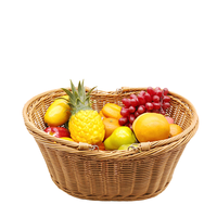 Panier de rangement en rotin tissé à la main de haute qualité et durable avec poignées, en matériau PP, multifonctionnel pour le rangement des aliments et des vêtements