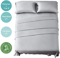 Ensemble de draps en bambou bio certifiés OEKO-TEX 100% 4 pièces Draps de lit ajustés de refroidissement respirant avec poche profonde pour hôtel à domicile