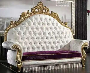 Chaise <span class=keywords><strong>d</strong></span>'<span class=keywords><strong>amour</strong></span> en velours bordeaux à dossier haut de Style français Double deux places en bois massif PC matériel Couple canapé pour salon Villa - Product Image 4