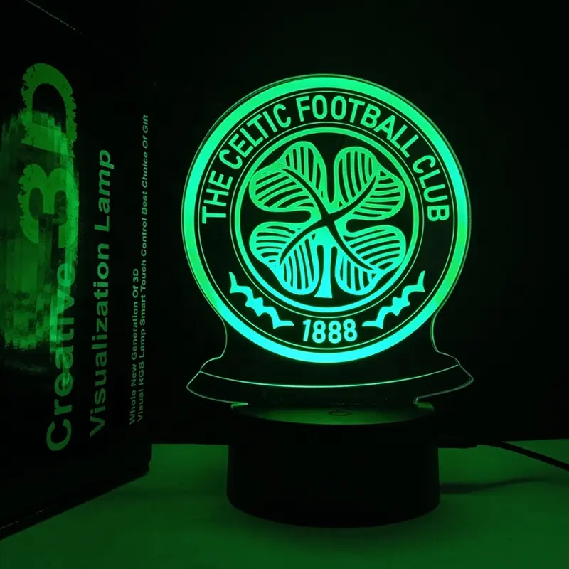 Nuovi appassionati di calcio di arrivo regalo Celtic Football Club lampade i disegni personalizzati accettano il miglior regalo per la lampada da notte 3D di natale