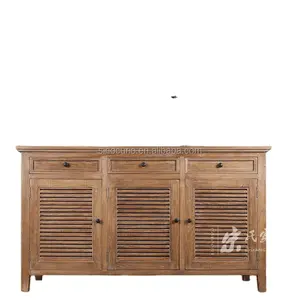 仿古经典法国欧式橡木木质客厅家具餐具柜