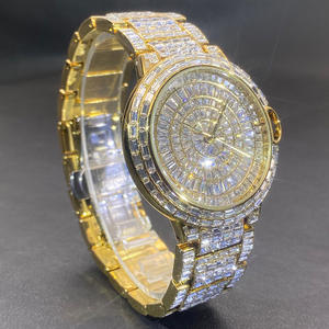 <span class=keywords><strong>2026</strong></span> V375 Uniek Ontwerp Super Glanzende Bling Horloge Volledig Bezette Strass Hip Hop Gouden Luxe Diamantenhorloge voor Dames en Heren - Product Image 4