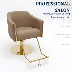 Sillón de Peluquería Hidráulico Reclinable Moderno en Dorado Metálico y Gris, Muebles de Salón para Barbería y Estilismo - Product Image 4