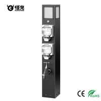 Enchufe de Extensión Estilo Americano 110V/240V, 2 Tomas de Corriente, IP66 Impermeable, Pedestal de Acero Inoxidable para Uso en Exteriores, Tamaño Personalizado