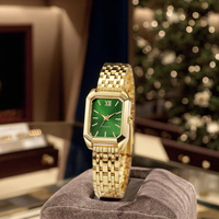 Luxe Simple Malachite Vert Quartz Montre Pour Femme Rectangulaire Ceinture En Acier Haut De Gamme Commerce Extérieur Carré Alliage 37mm À La Mode
