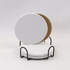 Wholesale Sandstone Coasters Promotional Sublimation Ceramic Round Blanks Coasters With Cork Back