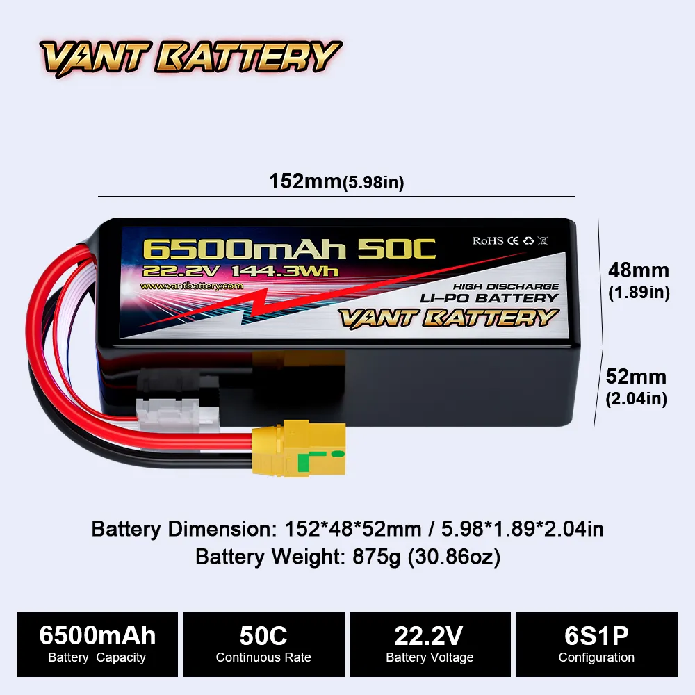 VANT lipo 6S UAVドローンバッテリー6500MAH 25C 22.2V農業用ドローンジャイアントF3C用充電ディスプレイ