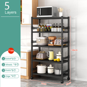 Estantes de pie de 5 niveles para el hogar, estantes de cocina de Metal, estante de almacenamiento de varias capas con cesta de rueda giratoria - Product Image 2