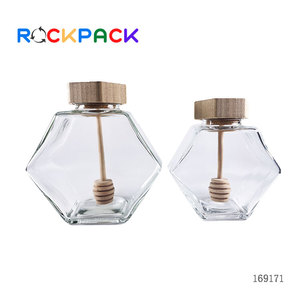 ขวดโหลแก้วเก็บอาหารทรงหกเหลี่ยม ขนาด 220 มล. 380 มล. พร้อมไม้คน - Product Image 3