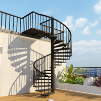 Escalera Espiral Metálica para Exteriores de Acero al Carbono Galvanizado Resistente a la Intemperie de Grado Arquitectónico Profesional, Ahorra Espacio