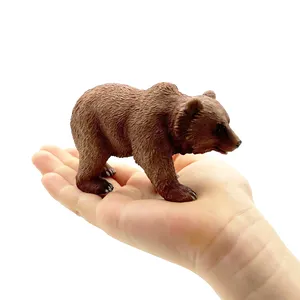 野生动物逼真高品质PVC塑料动物形象玩具逼真环保动物行走棕熊形象玩具