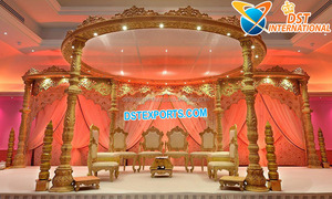 Mandap de Madera de Alta Calidad para Bodas, Mandap de Diseño de Madera para Bodas Gujarati en Suecia, Mandap de Madera Tallada de Lujo para Bodas en Australia - Product Image 6