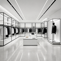 Système complet de présentoirs et de rayonnages pour vêtements avec éclairage LED pour boutiques de prêt-à-porter et magasins de vêtements sur mesure