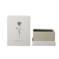 Boîte de parfum de luxe avec couvercle et base, emballage cadeau simple et élégant, boîte vide, fleur blanche, marquage à chaud, logo en option