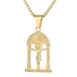 Colares de Pingente de Joias de Moda Masculinos de Aço Inoxidável à Prova d'Água, Estilo Hip Hop <span class=keywords><strong>Jesus</strong></span> Religioso Cravejado com Zircônias Cúbicas, Atacado 2025 - Product Image 5