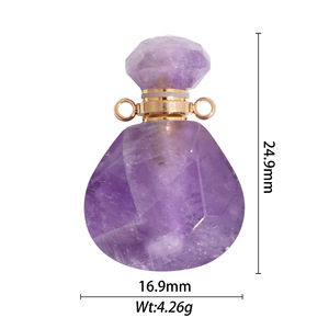 จี้ขวดน้ำหอมคริสตัลธรรมชาติทรงหยดน้ำสำหรับทำเครื่องประดับ หินกึ่งมีค่า ชุบเคลือบ สปริง 2024 ผลิตจากเมืองอี้หวู่ - Product Image 3