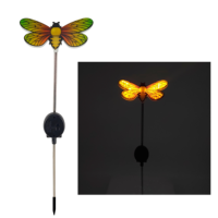 Lampe solaire optique papillon à piquer dans le sol, tube optique transparent à changement de couleur, lampe papillon pour cour et pelouse, lumière d'ambiance