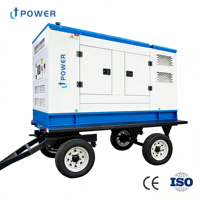 Générateur diesel mobile triphasé sur remorque 250 kVA 50/60 Hz 220 V/380 V, démarrage électrique, refroidissement par eau, silencieux, alimentation mobile