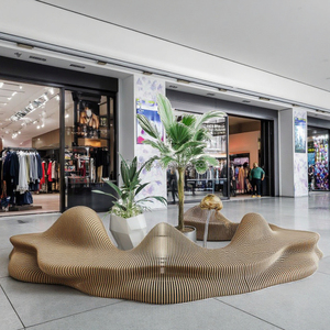 Panca Moderna Personalizzata in Legno Ondulato, Sedia Artistica alla Moda per Interni/Esterni, Ideale per Sala <span class=keywords><strong>d</strong></span>'<span class=keywords><strong>Attesa</strong></span> Ospedaliera e Decorazione - Product Image 1