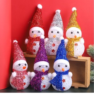 Christmas White Crystal Snowman <b>LED</b> Light Battery Gift Decoration Ornament with Cartoon Glowing Acrylic <b>Ball</b> - Product Image 3