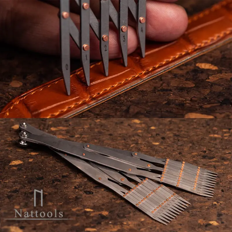 Righello lsometrico in acciaio inossidabile 4806 strumento per la creazione di cinture per orologi in pelle fai-da-te fatto a mano Quick Equal Divide