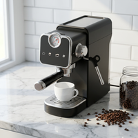 Europe Hot Sale <strong>Electric</strong> Espresso Machine Pre-brew Pressure Gauge Touch Control Black Professional Home Semi-Automatic Household