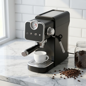 Machine à expresso semi-automatique professionnelle noire avec manomètre de pré-infusion et commande tactile – Offre spéciale Europe - Product Image 1