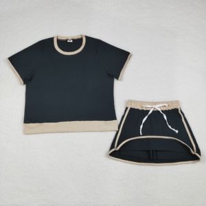 ชุดโยคะสำหรับผู้ใหญ่ รุ่น GSSO3954 สีดำเบจพิมพ์ลายเรียบ ขายส่งสำหรับร้านบูติก เหมาะสำหรับผู้หญิง ชุดออกกำลังกาย - Product Image 2