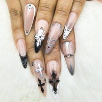Uñas Postizas con Diseño a Mano, Estilo Dulce y Atrevido, Alta Calidad, Reutilizables