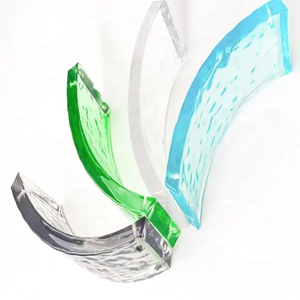 Blocco di vetro artigianale all'ingrosso mattoni di vetro di cristallo curvo colorato trasparente con motivi o bolle d'acqua
