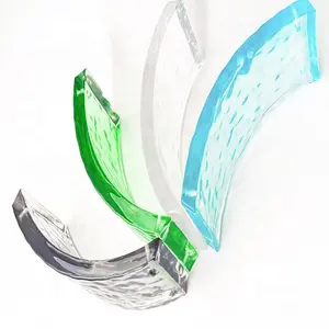 wholesale craft glass block clear stained Curved crystal glass bricks with water wave patterns or bubbles