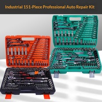Jeu de douilles de 151 pièces comprenant des clés à douilles, un kit d'outils combinés, en acier au chrome-vanadium, pour la réparation automobile