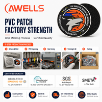 Badge micro-moulé en PVC personnalisé durable à contraste élevé pour équipement d'aventure professionnel AWELLS
