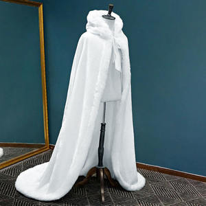 Feishiluo Giacche <span class=keywords><strong>Bolero</strong></span> Invernali da Sposa, Mantella Lunga con Cappuccio, Collo in Pelliccia e Lana Ispessito, Taglia Standard OEM - Product Image 2