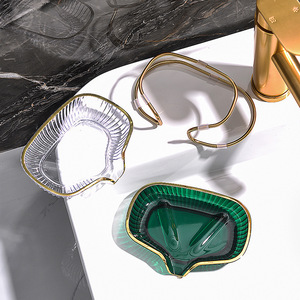 Rong An Soap Dish Transparent Green PS Material With Drainage For Bathroom Kitchen Use - Product Image 2