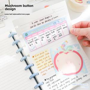 สมุดโน้ตสันห่วง A5 แบบเปลี่ยนไส้ได้ 80 แผ่น ปก PP ปุ่มเห็ด DIY สมุดบันทึกแบบถอดได้ ลายการ์ตูน อุปกรณ์เสริม - Product Image 4