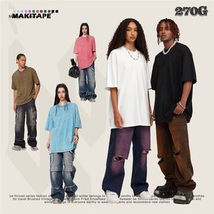 T-shirt d'été pour homme S1721, style décontracté, poids lourd, marque tendance, 100% coton, taille US petite, col rond, lavé, surdimensionné - Product Image 3