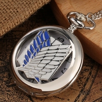 Montre de poche creuse style Anime rétro pour hommes et femmes, chaîne en argent, pendentif créative, horloge à Quartz, attaque sur Titan, cadeaux